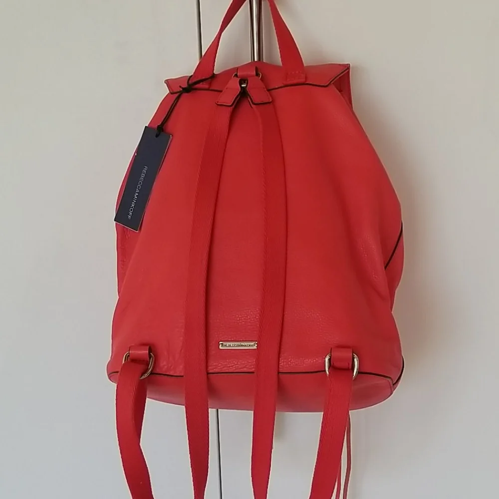 NWT Rebecca Minkoff Regan Leather Backpack in Electric Red